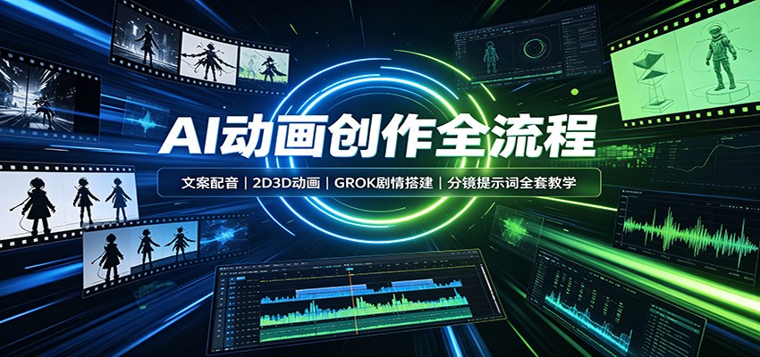 AI动画创作全流程：文案配音，2D3D动画，GROK剧情搭建，分镜提示词全套教学-冒泡网