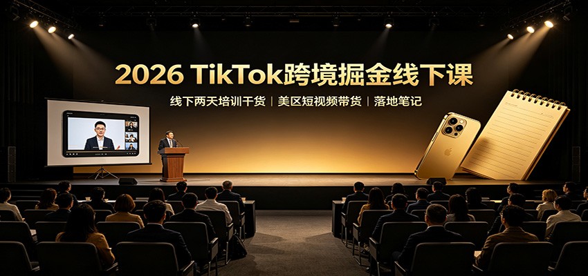 2026 TikTok跨境掘金线下课：线下两天培训干货，美区短视频带货落地笔记-冒泡网