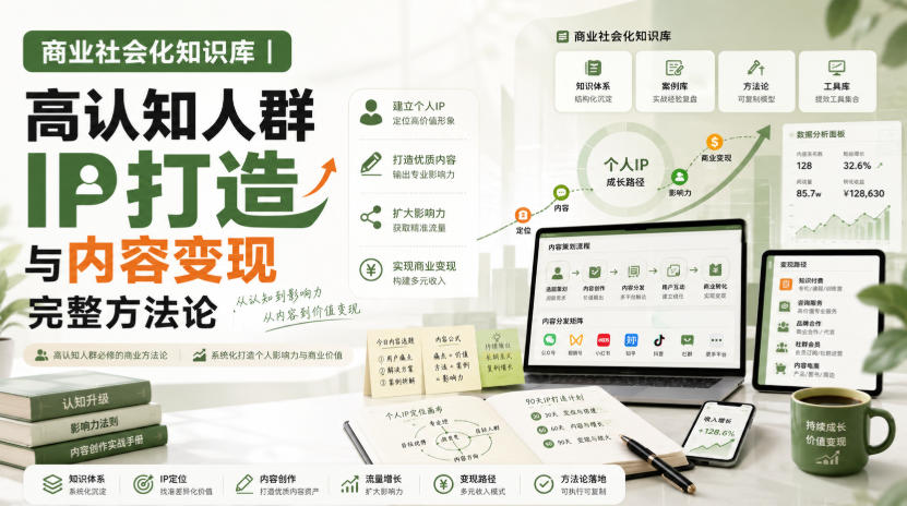 商业社会化知识库｜高认知人群IP打造与内容变现完整方法论【文档】-冒泡网