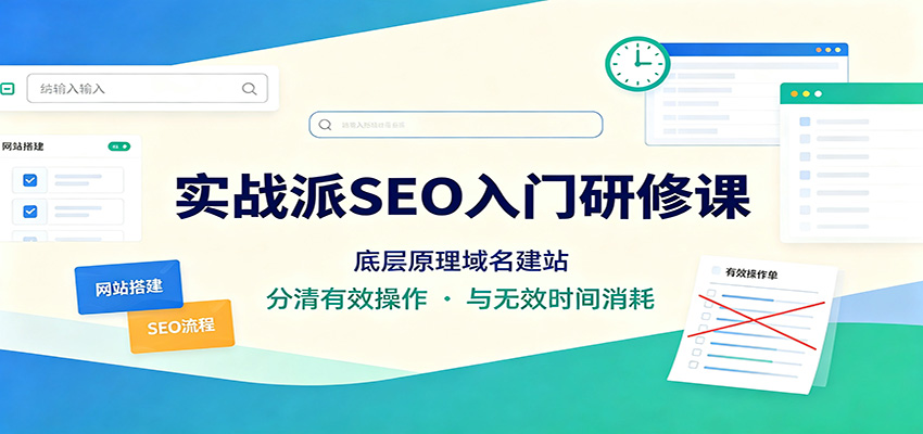 实战派SEO入门研修课：底层原理域名建站，分清有效操作与无效时间消耗-冒泡网