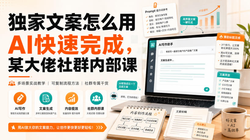 独家文案怎么用AI快速完成，某大佬社群内部课-冒泡网