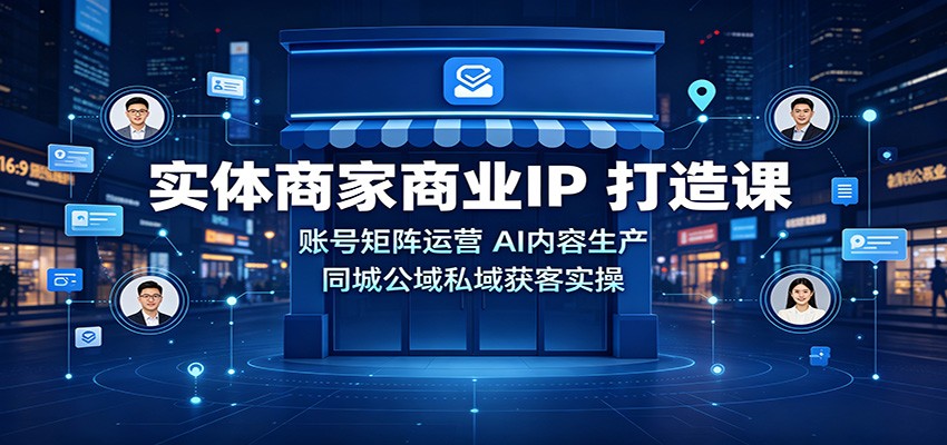 实体商家商业IP打造课：账号矩阵运营，AI内容生产，同城公域私域获客实操-冒泡网