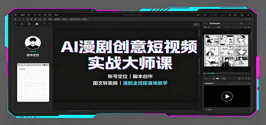 AI漫剧创意短视频实战大师课：账号定位脚本创作，图文转视频，漫剧全流程落地教学-冒泡网