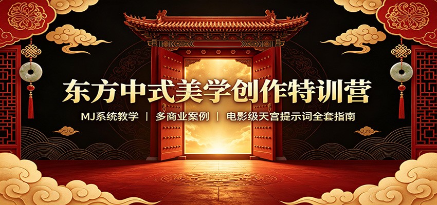 东方中式美学创作特训营：MJ系统教学，多商业案例，电影级天宫提示词全套指南-冒泡网