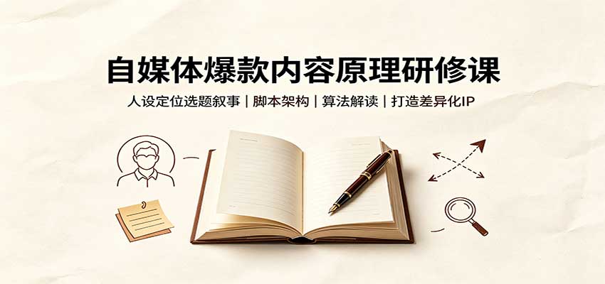 自媒体爆款内容原理研修课：人设定位选题叙事，脚本架构，算法解读打造差异化IP-冒泡网