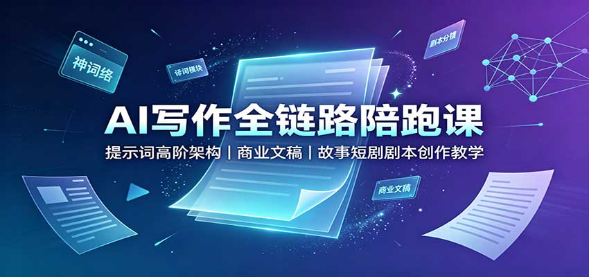 AI写作全链路陪跑课：提示词高阶架构，商业文稿，故事短剧剧本创作教学-冒泡网