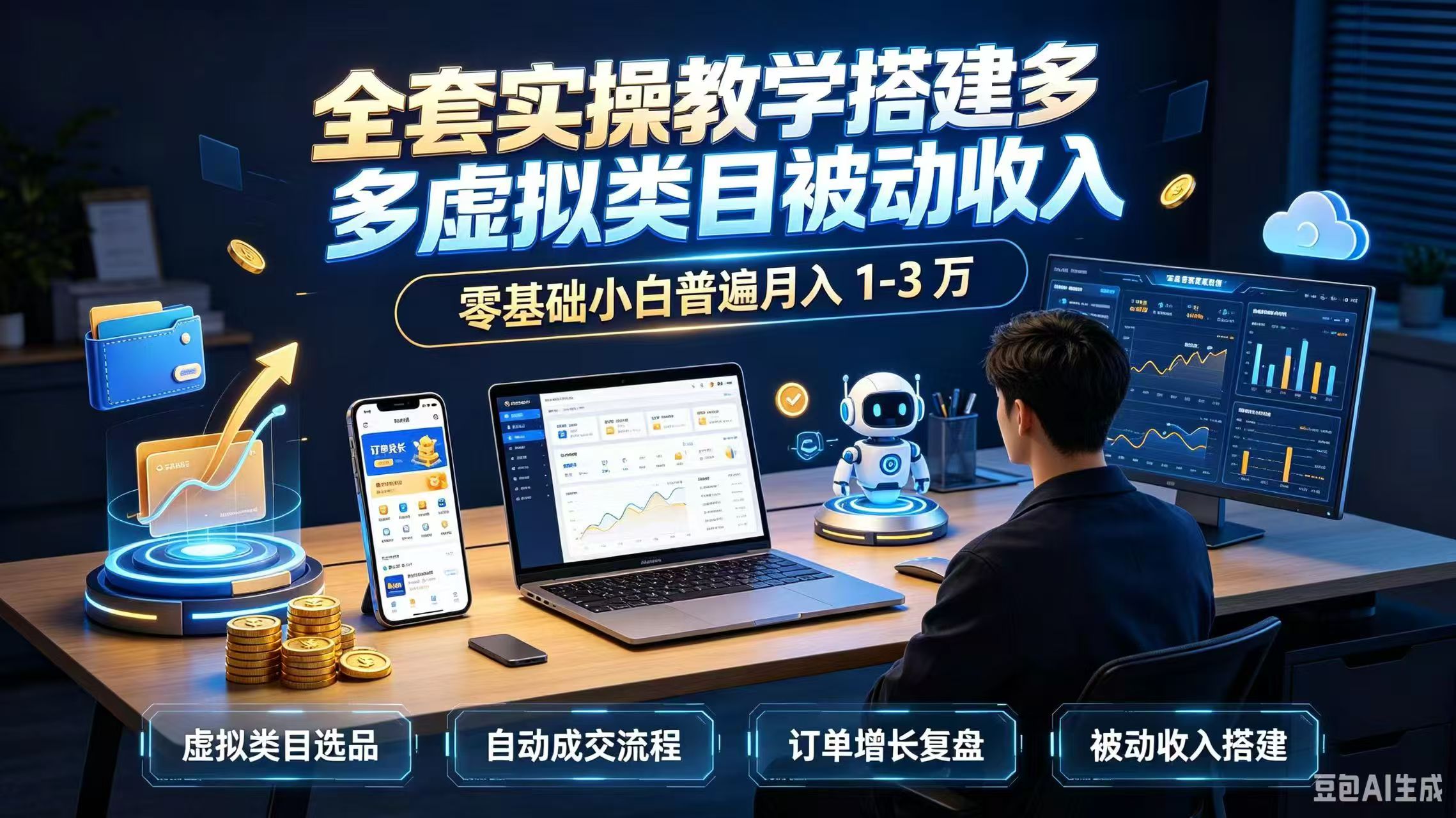 全套实操教学搭建多多虚拟类目被动收入，零基础小白普遍月入 1-3 万-冒泡网