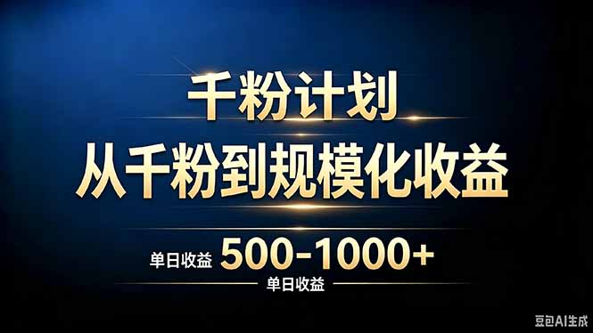 抖音千粉账号计划，从千粉到规模化收益 500-1000+单日收益-冒泡网