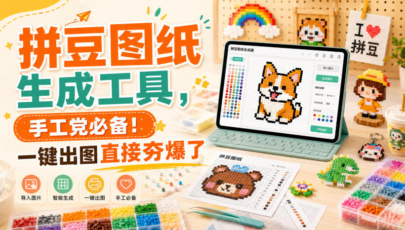 拼豆图纸生成工具，手工党必备！一键出图直接夯爆了-冒泡网