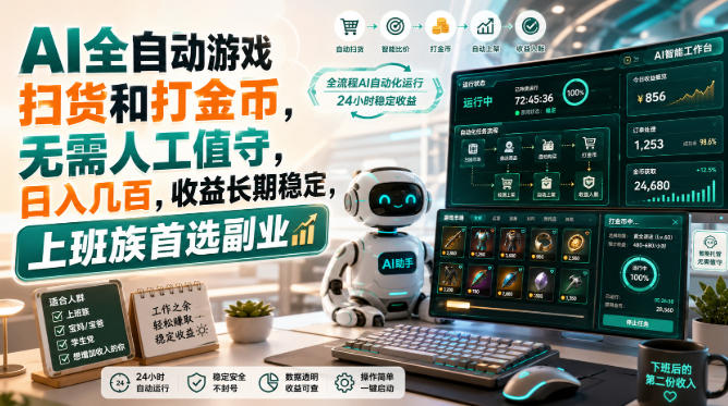 AI全自动游戏皮肤扫货和打金币，日入几百，内部方法大揭秘，0门槛！-冒泡网