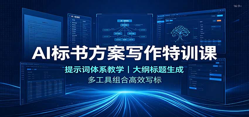 AI标书方案写作特训课：提示词体系教学，大纲标题生成，多工具组合高效写标-冒泡网