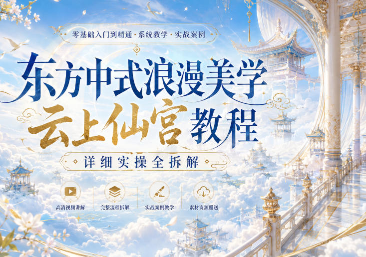 东方中式浪漫美学云上仙宫教程，详细实操全拆解-冒泡网