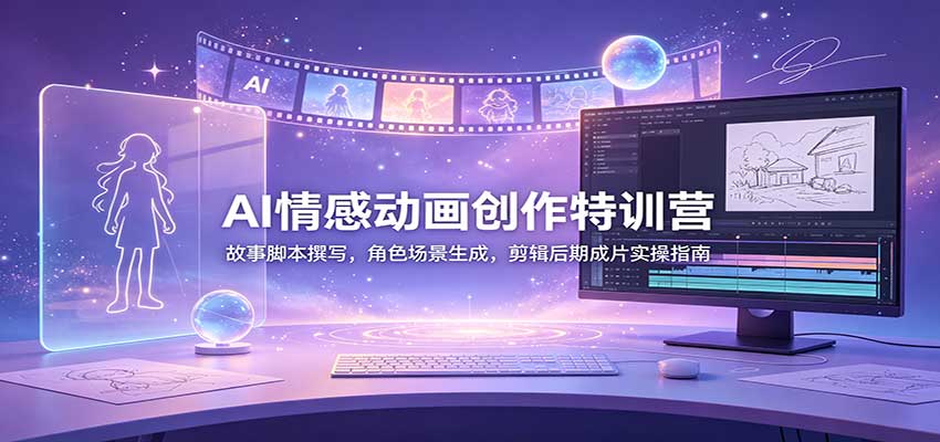 AI情感动画创作特训营：故事脚本撰写，角色场景生成，剪辑后期成片实操指南-冒泡网