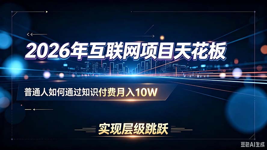 2026年互联网项目天花板：普通人如何通过知识付费月入10W，实现层级跳跃-冒泡网