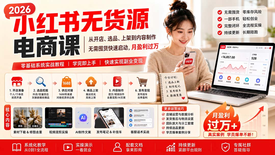 小红书无货源电商课(8月30更新-冒泡网