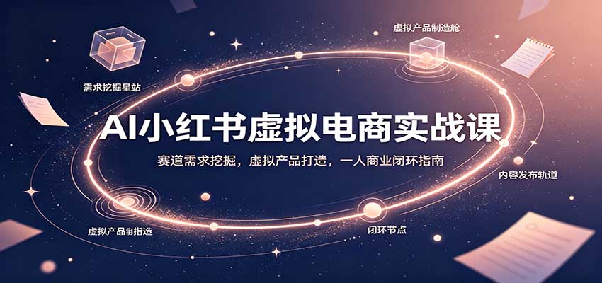 AI小红书虚拟电商实战课：赛道需求挖掘，虚拟产品打造，一人商业闭环指南-冒泡网