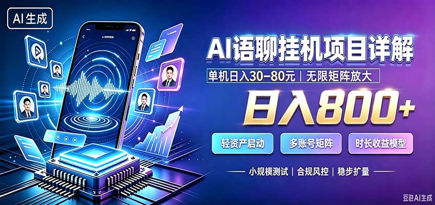 AI语聊挂机，日入800+，适用个人副业，工作室矩阵操作-冒泡网