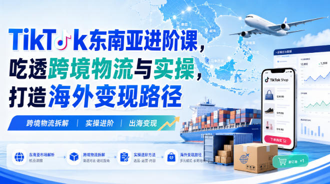 TikTok东南亚进阶课，吃透跨境物流与实操，打造海外变现路径-冒泡网
