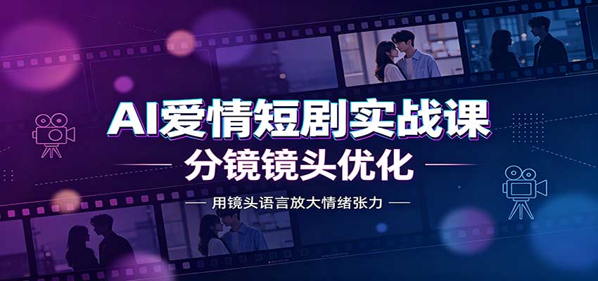 AI爱情短剧实战课：故事剧本创作，分镜镜头优化，智能体提示词-冒泡网