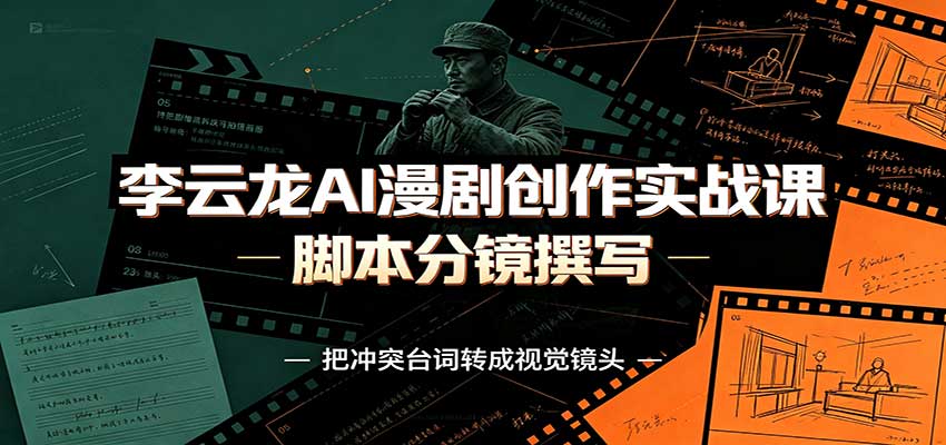 李云龙AI漫剧创作实战课：角色人设还原，脚本分镜撰写，AI漫剧成片完整制作教学-冒泡网