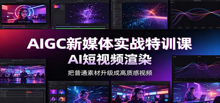 AIGC新媒体实战特训课：工具入门实操，AI短视频渲染，数字人商业视频制作-冒泡网