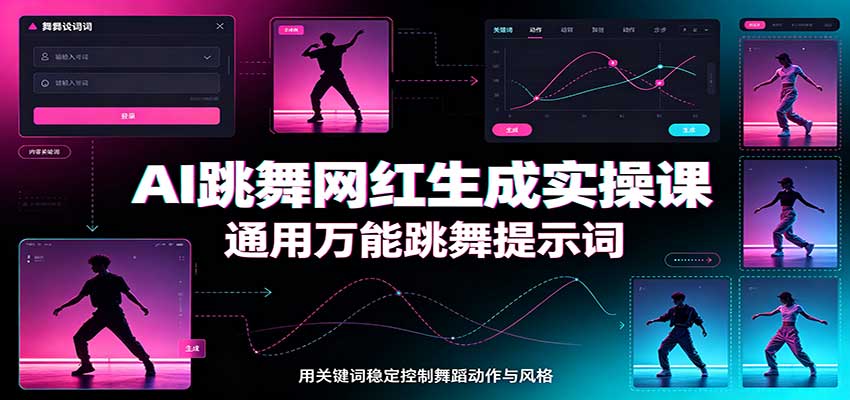 AI跳舞网红生成实操课：通用万能跳舞提示词，多模型适配，人物舞蹈视频制作全套教学-冒泡网