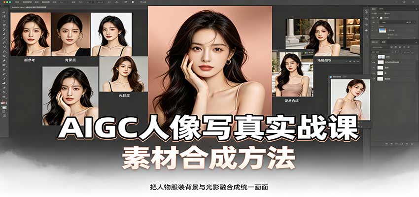 AIGC人像写真实战课：软件平台部署筹备，素材合成方法，多题材写真案例-冒泡网