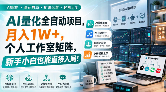 AI量化全自动项目，月入1W+，个人工作室矩阵，新手小白也能直接入局！【揭秘】-冒泡网