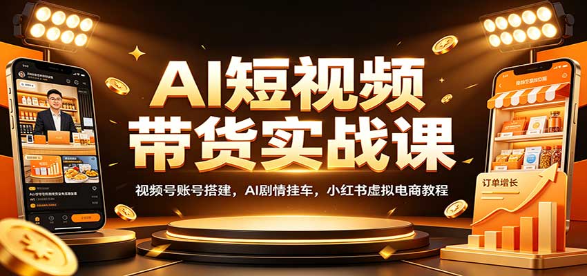 AI短视频带货实战课：视频号账号搭建，AI剧情挂车，小红书虚拟电商教程-冒泡网