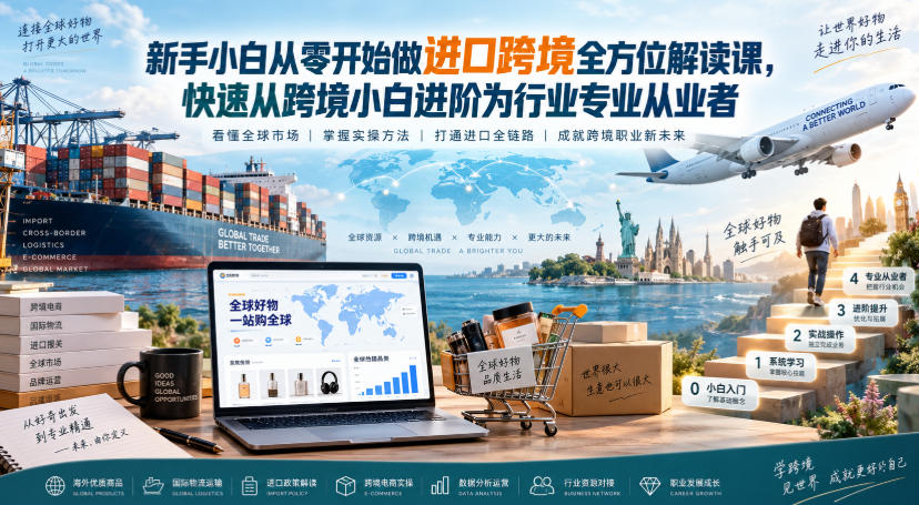 新手小白从零开始做进口跨境全方位解读课，快速从跨境小白进阶为行业专业从业者-冒泡网