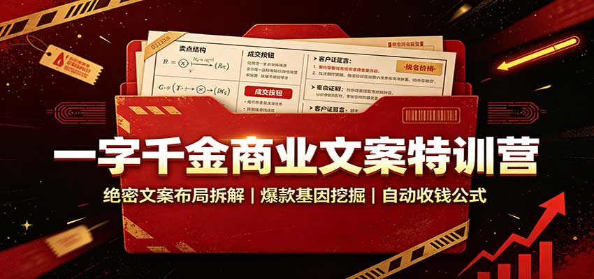 一字千金商业文案特训营：绝密文案布局拆解，爆款基因挖掘，自动收钱公式-冒泡网