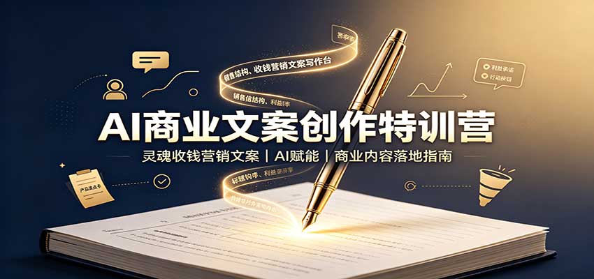 AI商业文案创作特训营：灵魂收钱营销文案，AI赋能，商业内容落地指南-冒泡网
