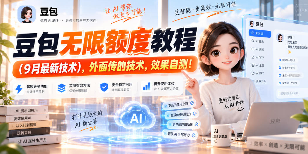 豆包无限额度教程(9月最新技术)，外面传的技术，效果自测！-冒泡网