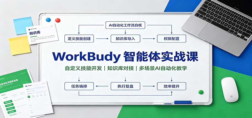 WorkBuddy智能体实战课：自定义技能开发，知识库对接，多场景AI自动化教学-冒泡网