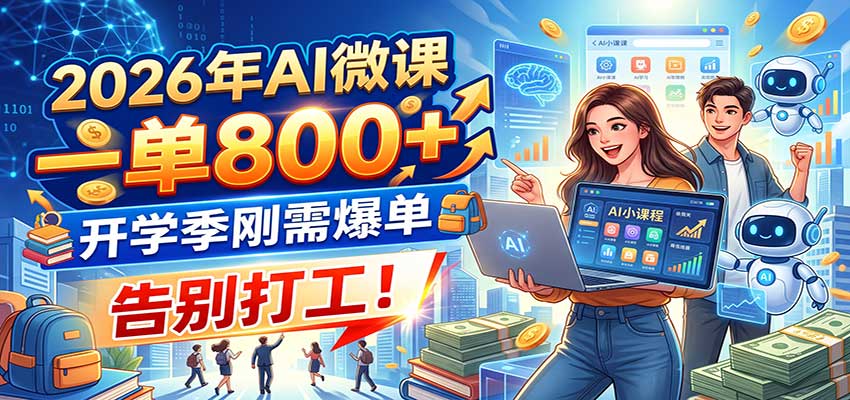 2026年AI微课，一单800+，开学季刚需爆单，告别打工！-冒泡网