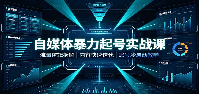 自媒体暴力起号实战课：流量逻辑拆解，内容快速迭代，账号冷启动教学-冒泡网