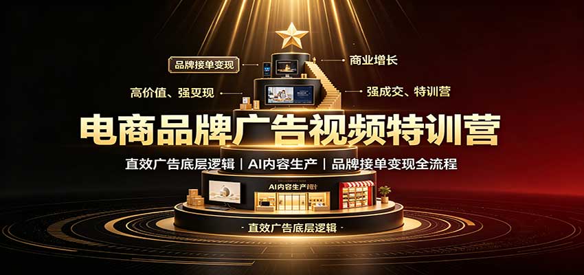 电商品牌广告视频特训：直效广告底层逻辑，AI内容生产，品牌接单变现全流程-冒泡网