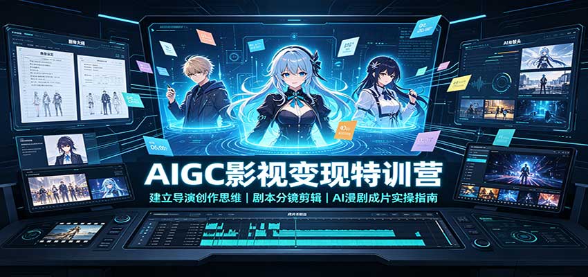 AIGC影视变现特训营：建立导演创作思维，剧本分镜剪辑，AI漫剧成片实操指南-冒泡网
