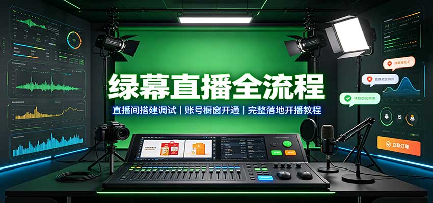 绿幕直播全流程：直播间搭建调试，账号橱窗开通，完整落地开播教程-冒泡网
