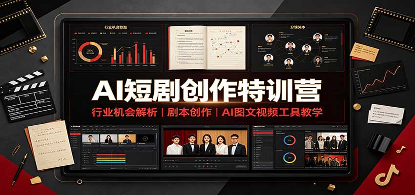 AI短剧创作特训营：行业机会解析，剧本创作，AI图文视频工具教学(文字版)-冒泡网
