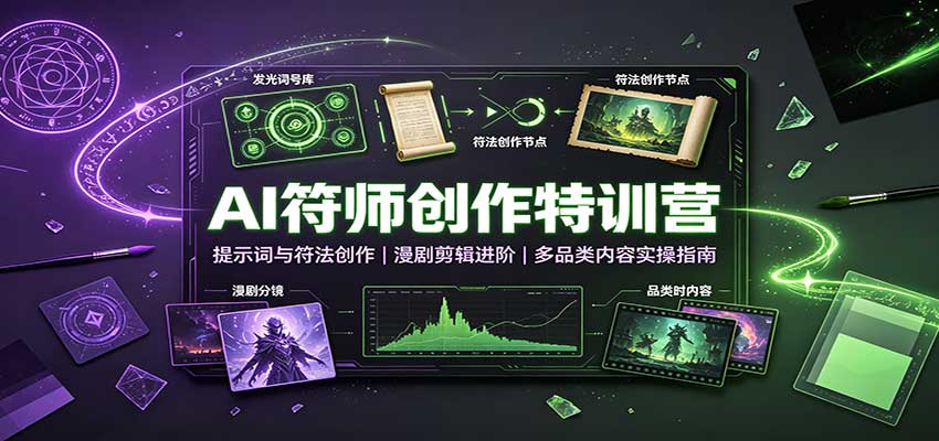 AI符师创作特训营：提示词与符法创作，漫剧剪辑进阶，多品类内容实操指南-冒泡网