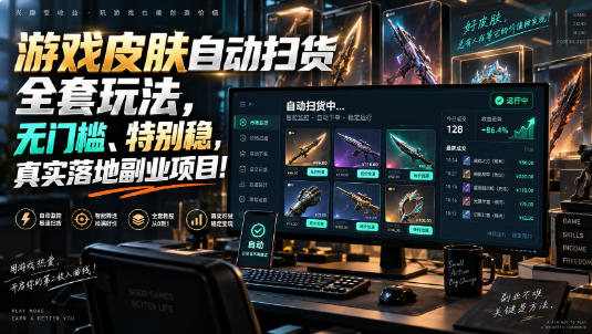 游戏皮肤自动扫货全套玩法，无门槛、特别稳，真实落地副业项目！【揭秘】-冒泡网