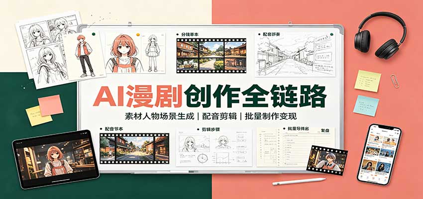 AI漫剧创作全链路：素材人物场景生成，配音剪辑，批量制作变现-冒泡网