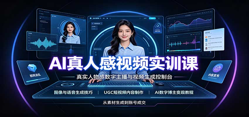 AI真人感视频实训课：图像语音生成，UGC内容制作，AI数字博主变现教程-冒泡网