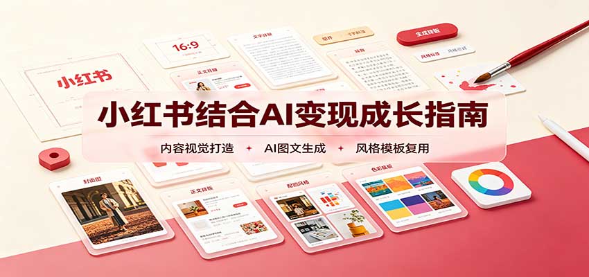 小红书结合AI变现成长指南：账号精准定位，内容视觉打造，搭建可复制流量获客体系-冒泡网