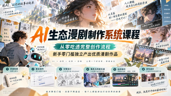 AI生态漫剧制作系统课程，从零吃透完整创作流程，新手零门槛独立产出优质漫剧作品-冒泡网
