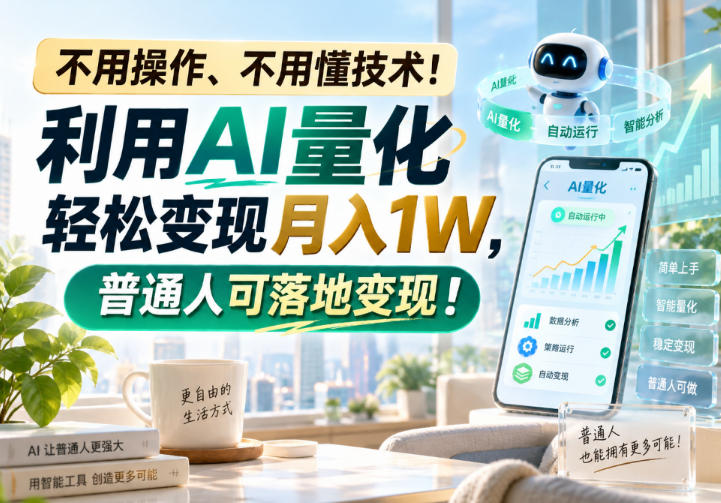 不用操作、不用懂技术！利用AI量化轻松变现月入1W，普通人可落地变现！【揭秘】-冒泡网