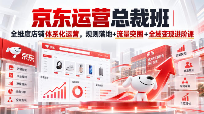 京东运营总裁班｜全维度店铺体系化运营，规则落地+流量突围+全域变现进阶课-冒泡网