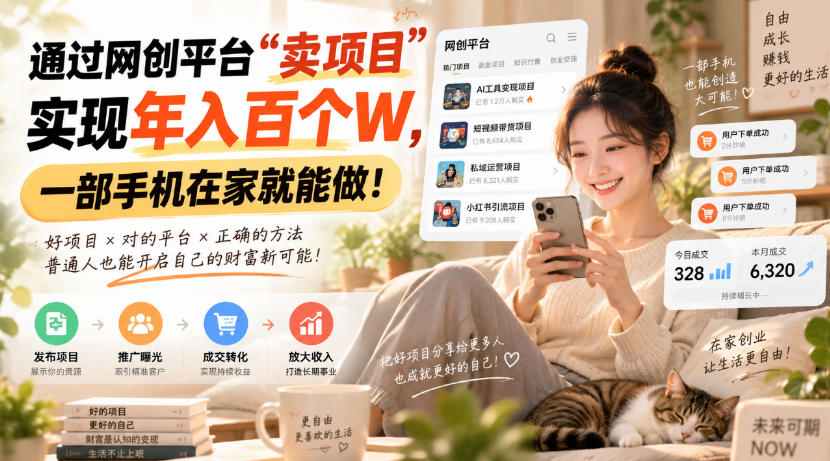 靠卖网创项目变现，一年拿下百万收益！一台手机就能操作！-冒泡网