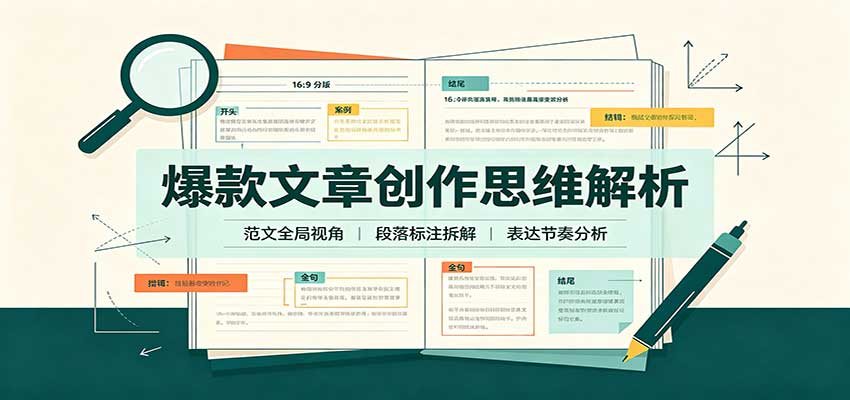 爆款文章创作思维解析：全局视角拆解范文，梳理行文逻辑，搭配真实拆文实操案例-冒泡网